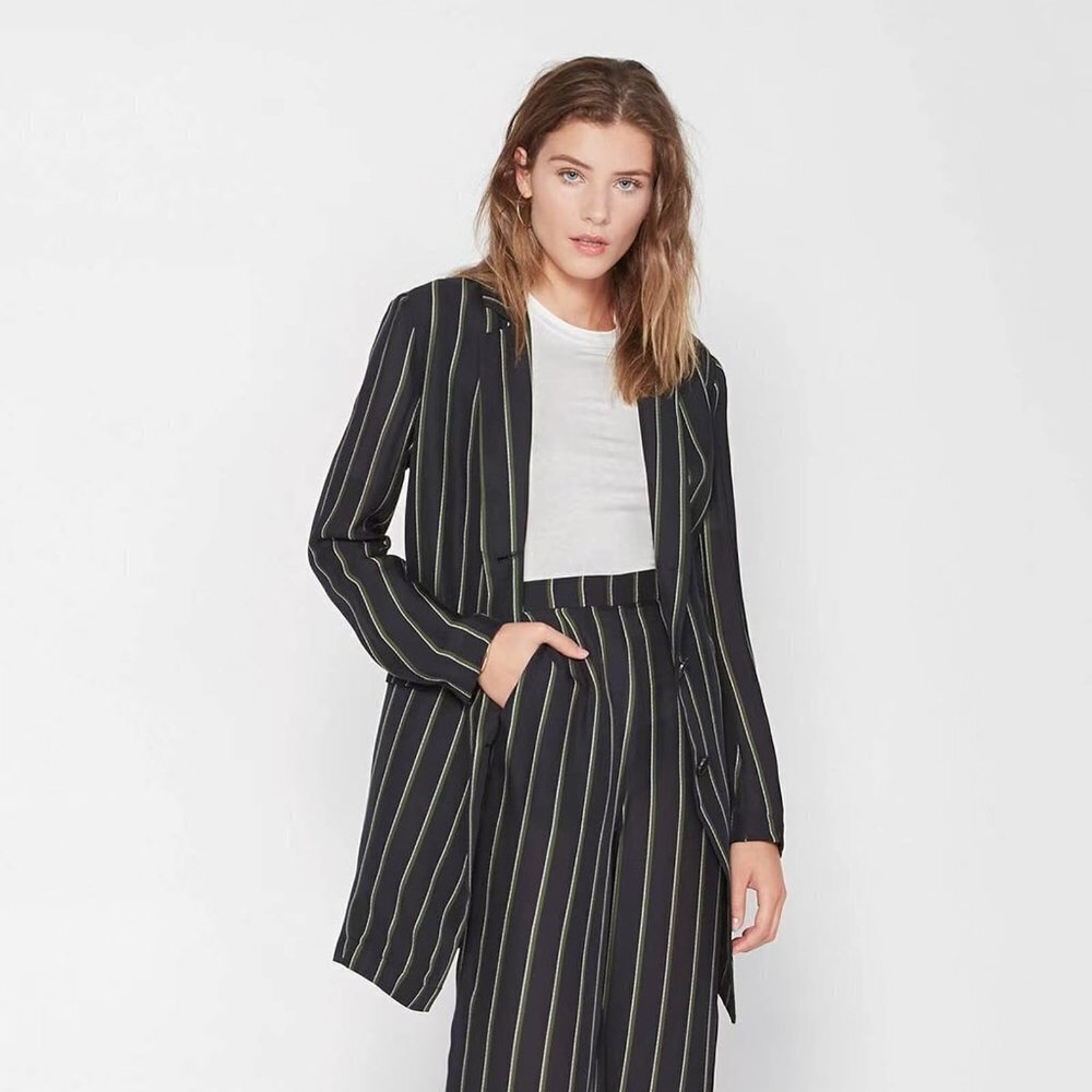 J.ING Double-Breasted Notched Collar Blazer